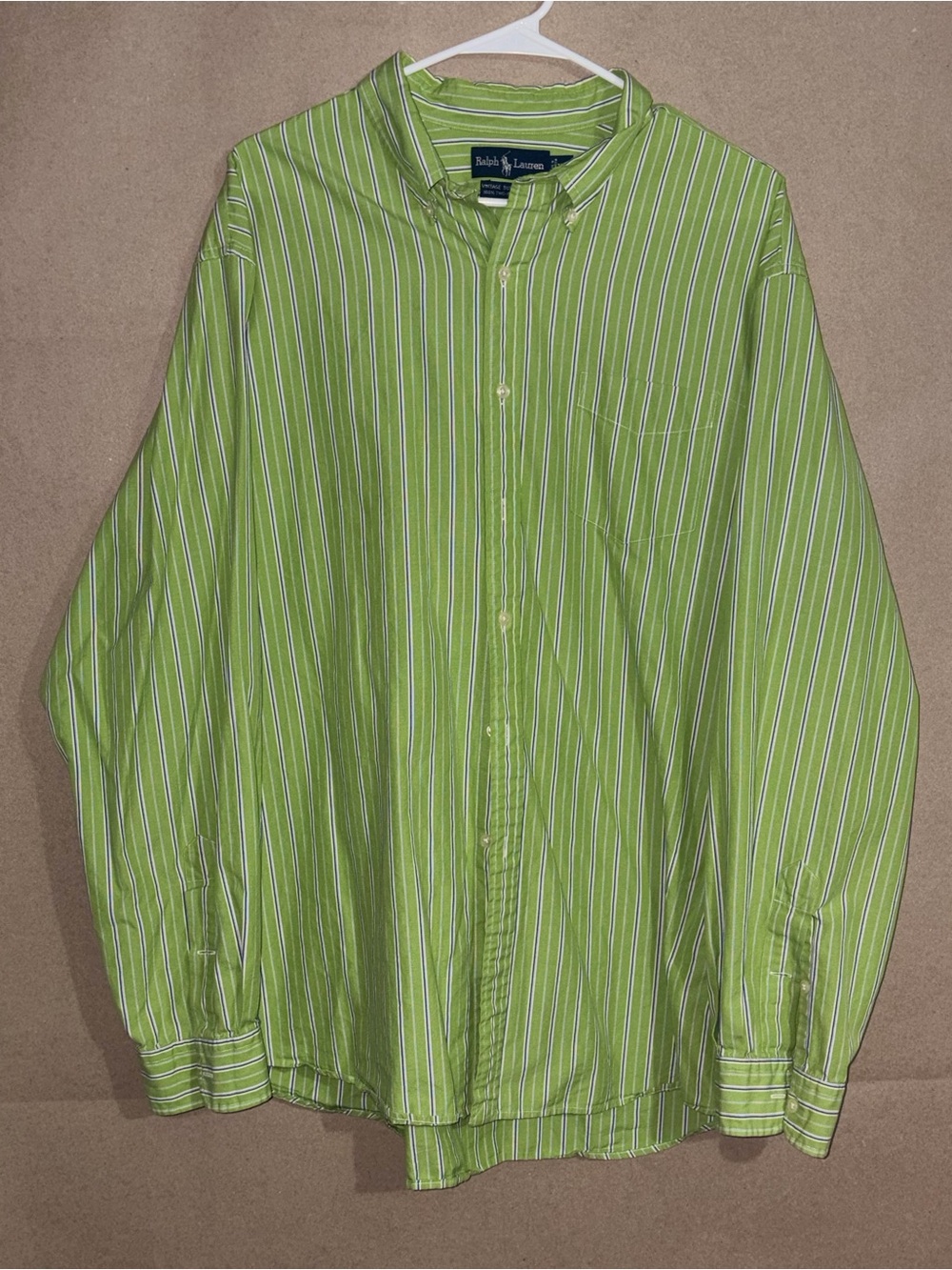 Ralph Lauren Lime Green Striped Button-Down Shirt